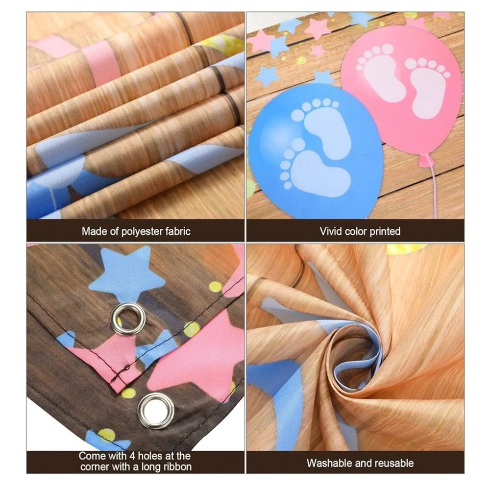 Wooden wall Gender Reveal Backdrop 70.8 x 43.3 Inch Gender Reveal Banner